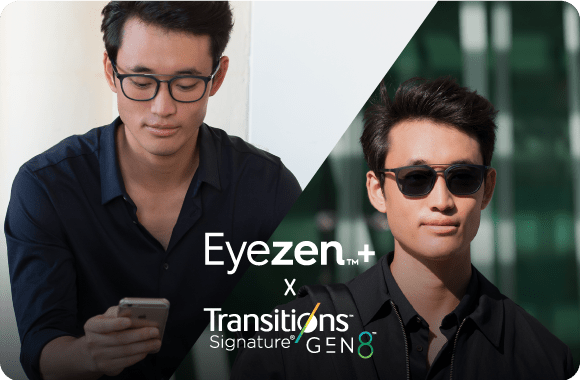 Tròng kính Eyezen chống mỏi mắt kết hợp tính năng Transitions Gen8