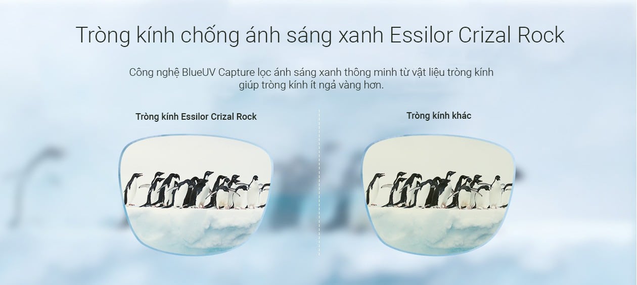 Tròng kính Essilor Crizal Rock thế hệ mới ít ngả vàng hơn