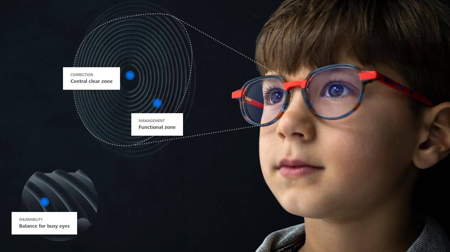 Tròng kính kiểm soát cận thị ZEISS được thiết kế để giúp làm chậm quá trình tiến triển của cận thị ở trẻ em dưới 12 tuổi