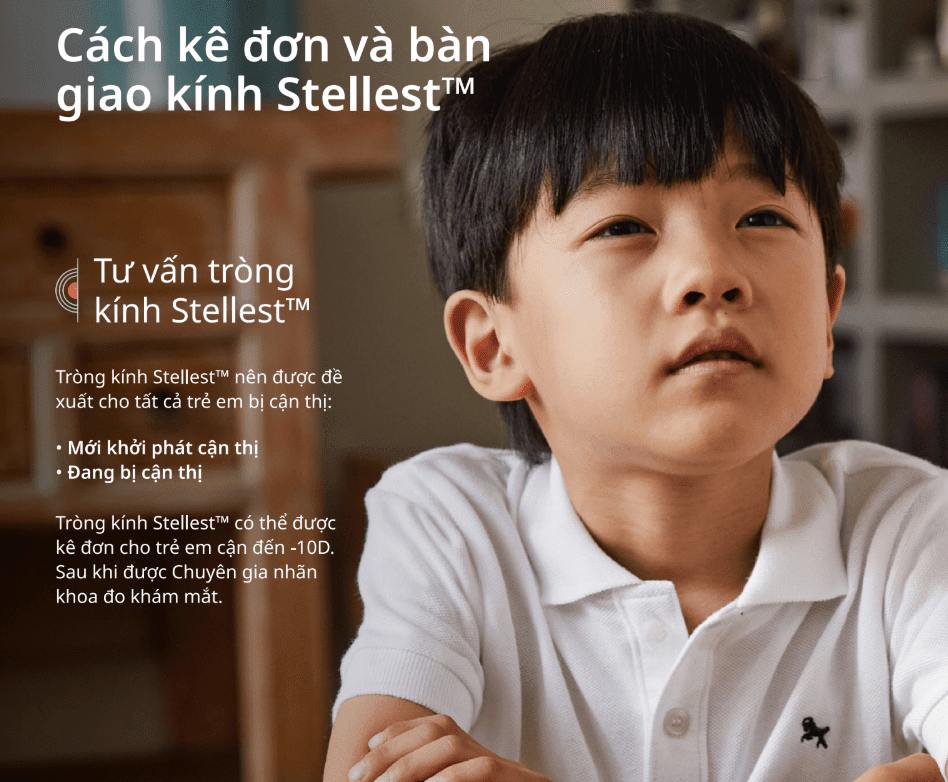 Tròng kính Essilor Stellest kiểm soát cận thị