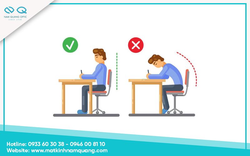 Tư thế ngồi học chuẩn để mắt điều tiết ổn định