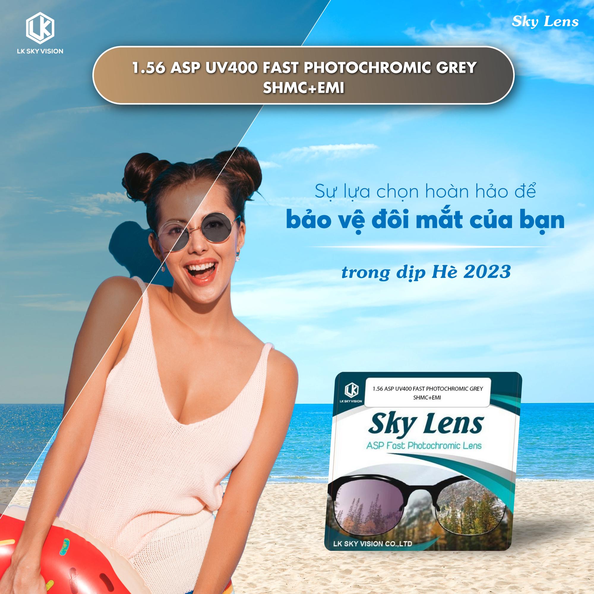 Tròng kính Sky Lens UV400 Fast Photogrey SHMC