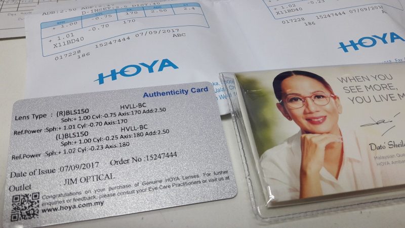 Hình ảnh Minh Họa Thẻ Bảo Hành Tròng Kính Hoya Chính Hãng