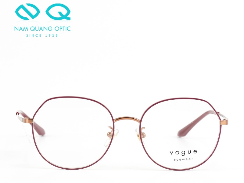 Vouge 0vo4114d Với Thiết Kế Tròn Và Gọng Vàng Hồng Tinh Tế