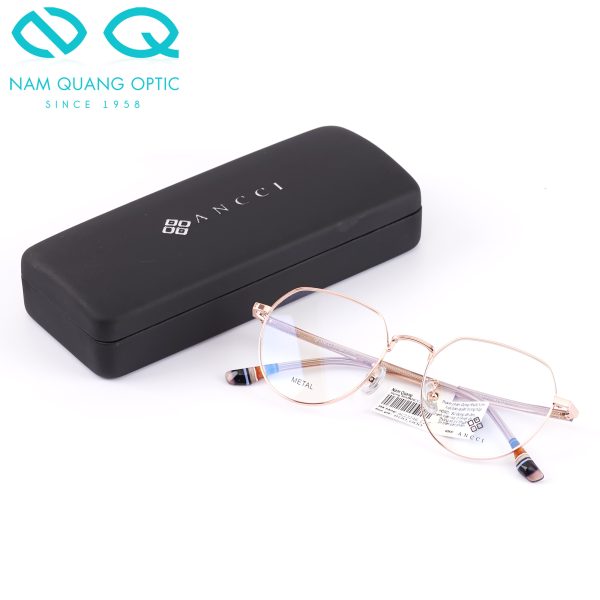 Gọng kính đa giác Ancci AC23246_C2 màu hồng vàng sang trọng