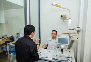 Tourist getting optical help at Nam Quang Optical in District 1