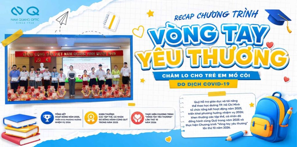 Mắt Kính Nam Quang kiểm tra thị lực cho trẻ em trong chương trình Vòng Tay Yêu Thương
