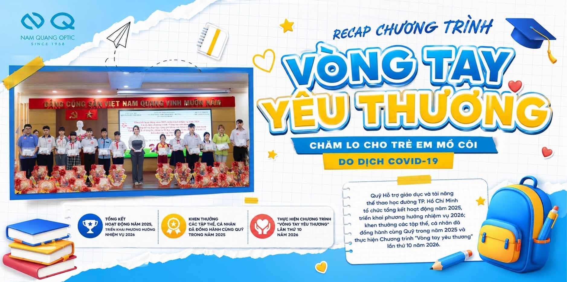Mắt Kính Nam Quang kiểm tra thị lực cho trẻ em trong chương trình Vòng Tay Yêu Thương